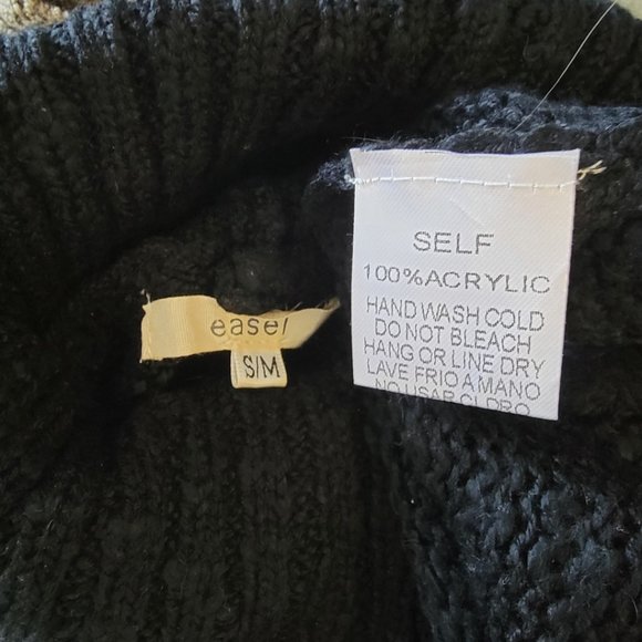 easel Distressed Open Shoulder Sweater - Black - Picture 5 of 5